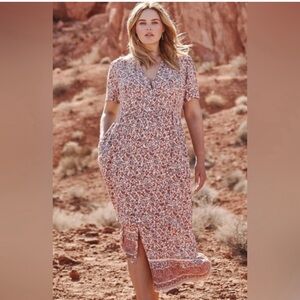 NWT J. Jill Button-Front Floral Midi/Maxi Dress Duster